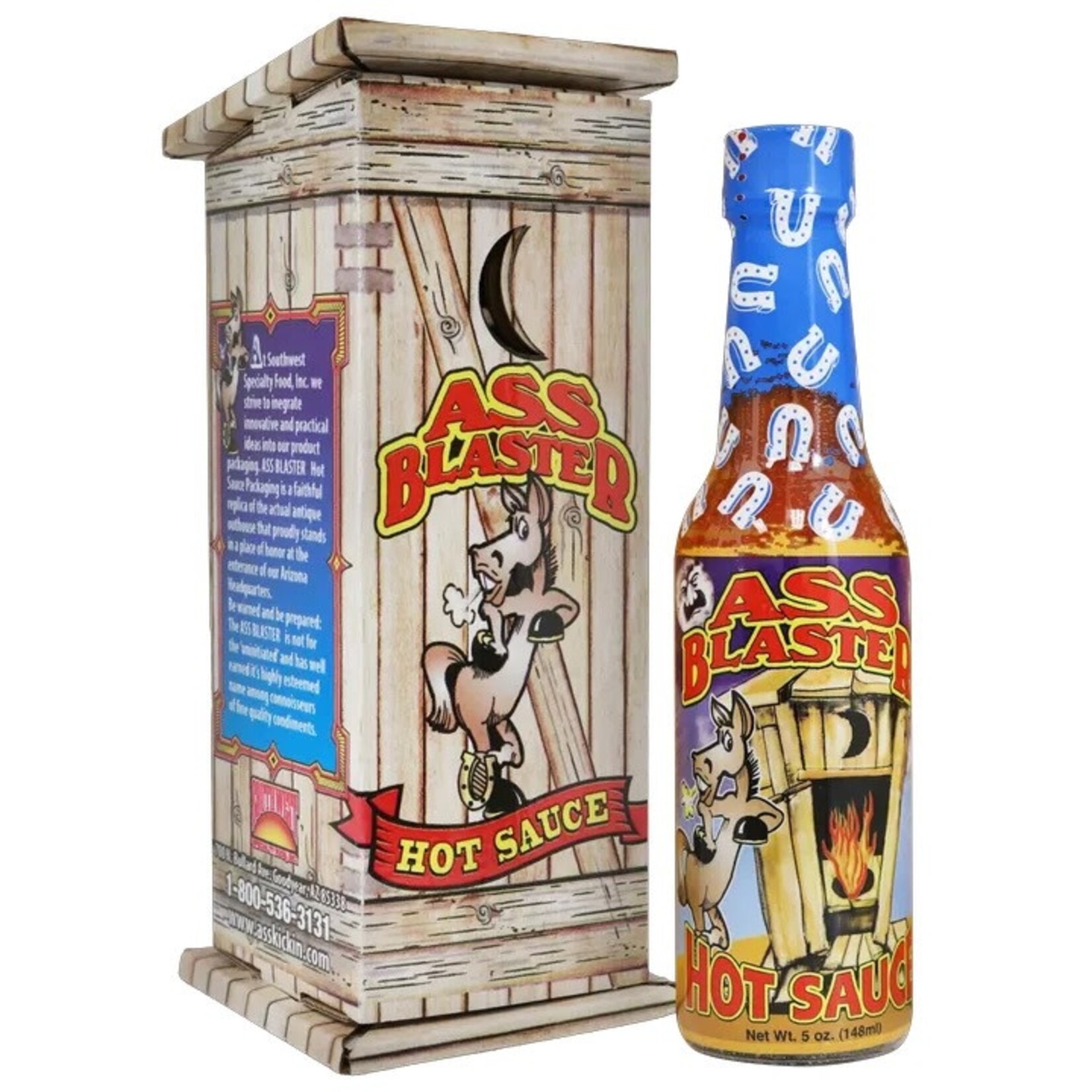Southwest Specialty Foods Ass Blaster Hot Sauce with Outhouse – Funny Spicy Gift Set