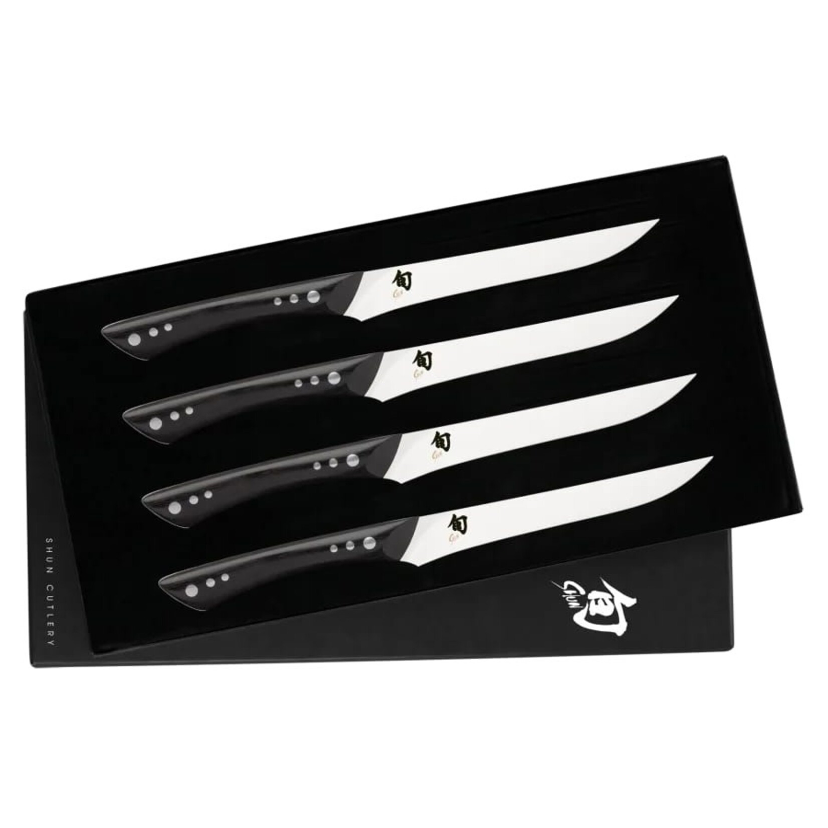 Shun Shima 4pc Steak Set: Four, 5" steak knives in a boxed set.