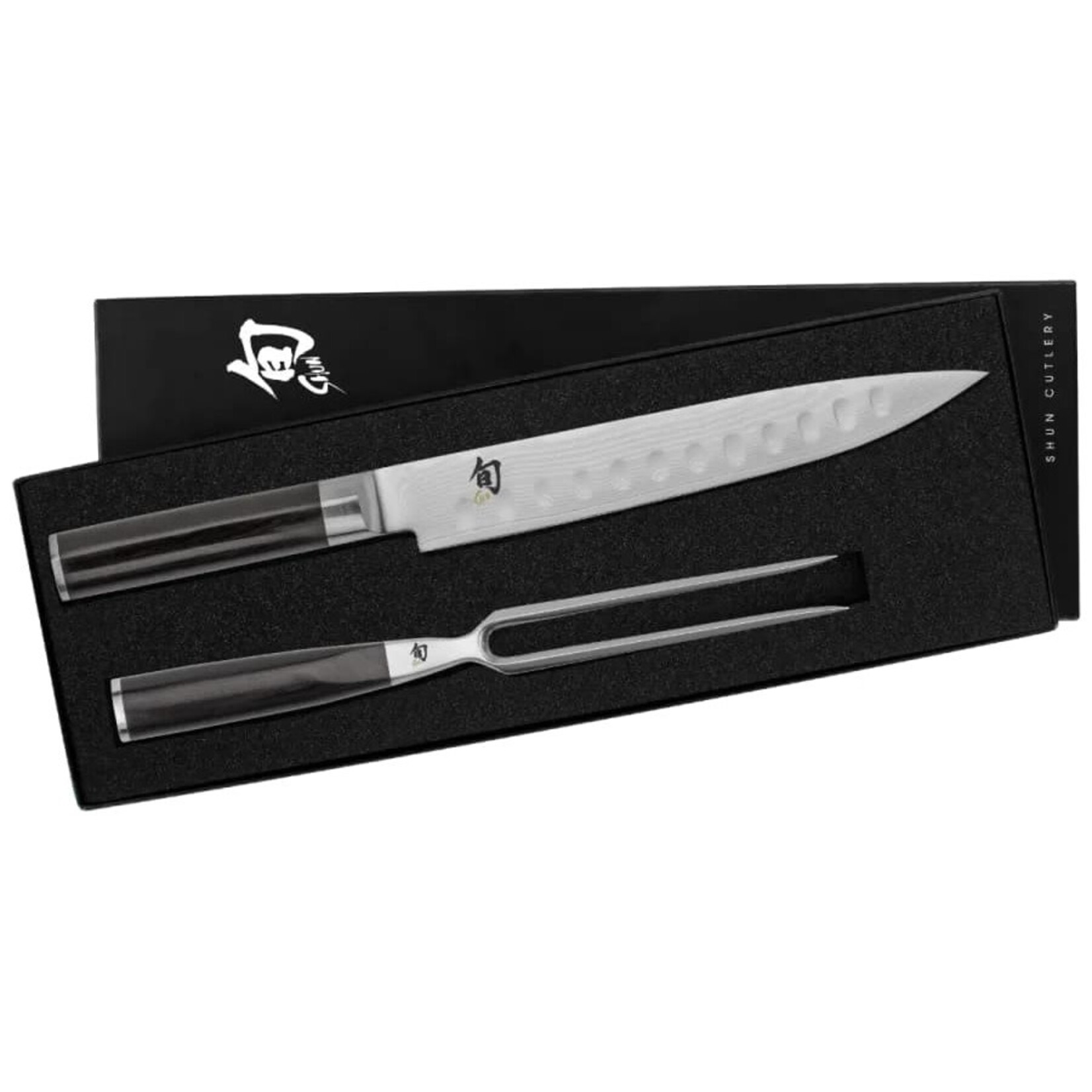 Shun Classic 2 Pc Carving Set: H.G. Slicing Knife 9" and Carving Fork in a boxed set.