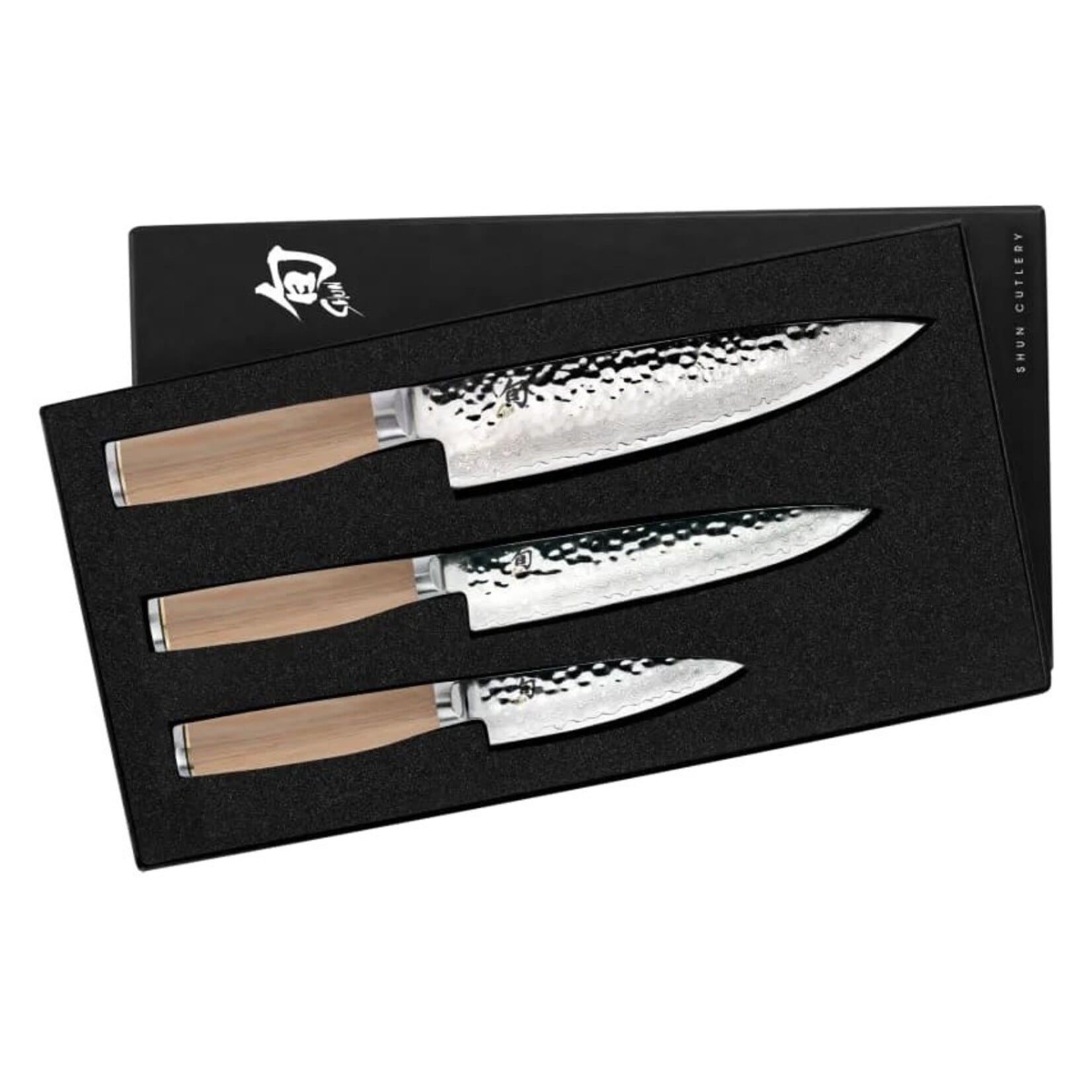 Shun Premier Blonde 3 pc. Set: Paring 4", Utility 6.5", Chef's 8" in a boxed set.
