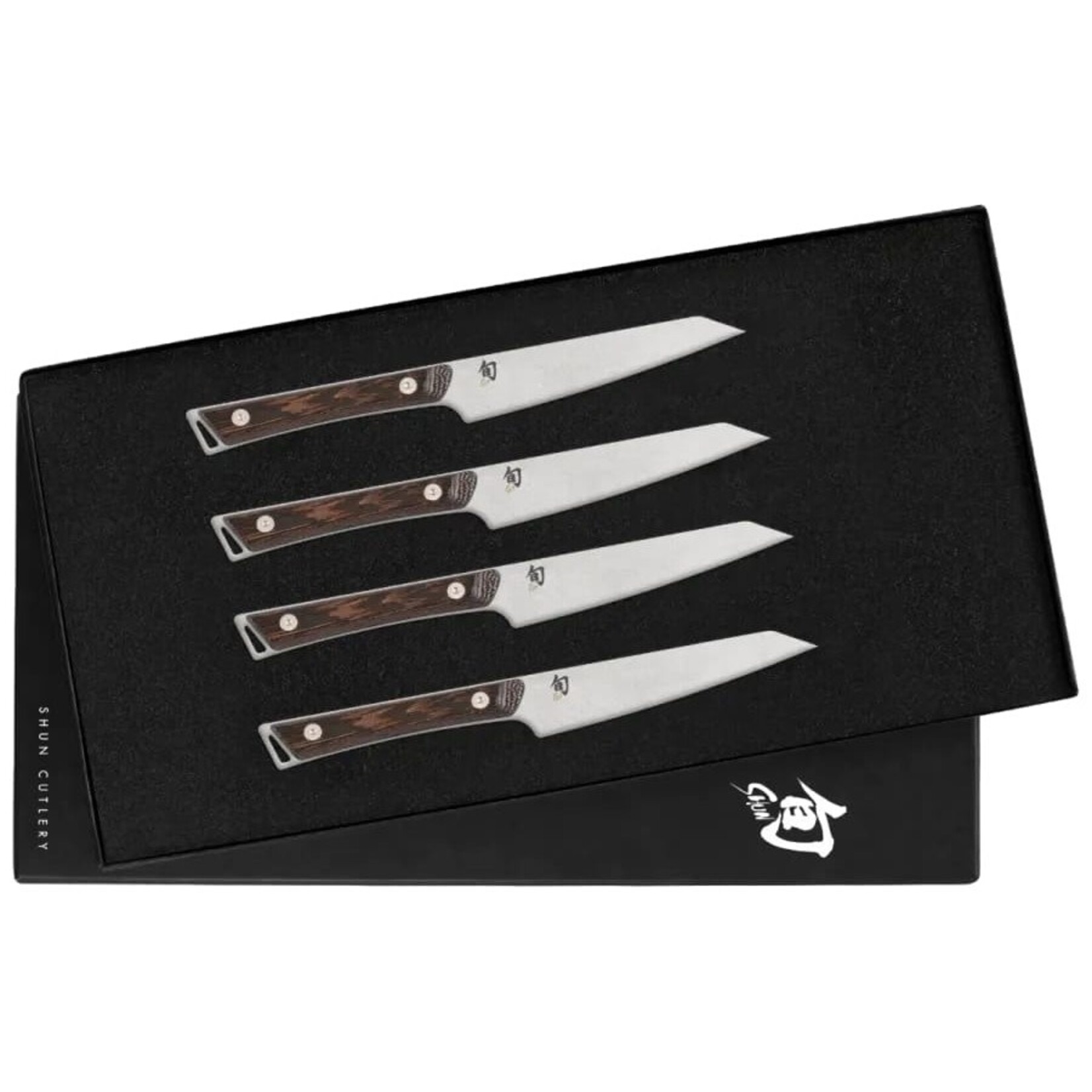 Shun Kanso 4 Pc Steak Knife Set: Four Steak Knives (SWT0711) in a boxed set.