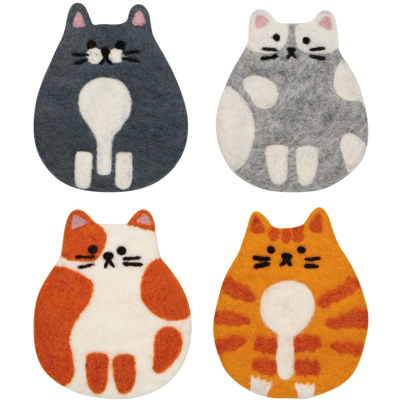 Danica Brands Cat Club Felt Coasters Set of 4 Assorted | Danica Brands