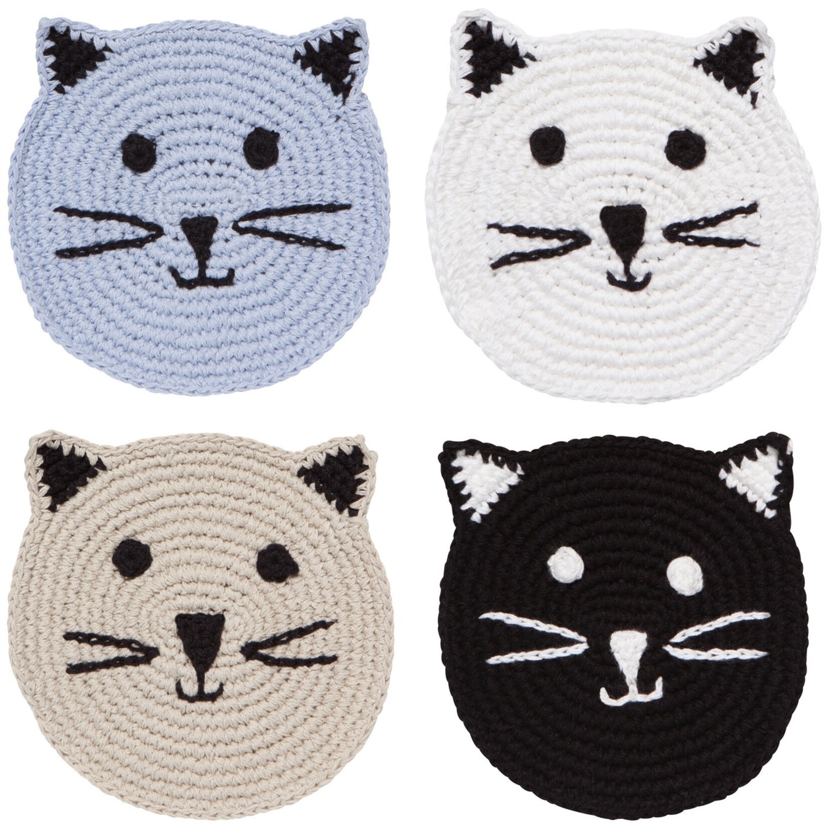 Danica Brands Crochet Coasters Set of 4 Assorted - Meow & Furever | Danica Brands