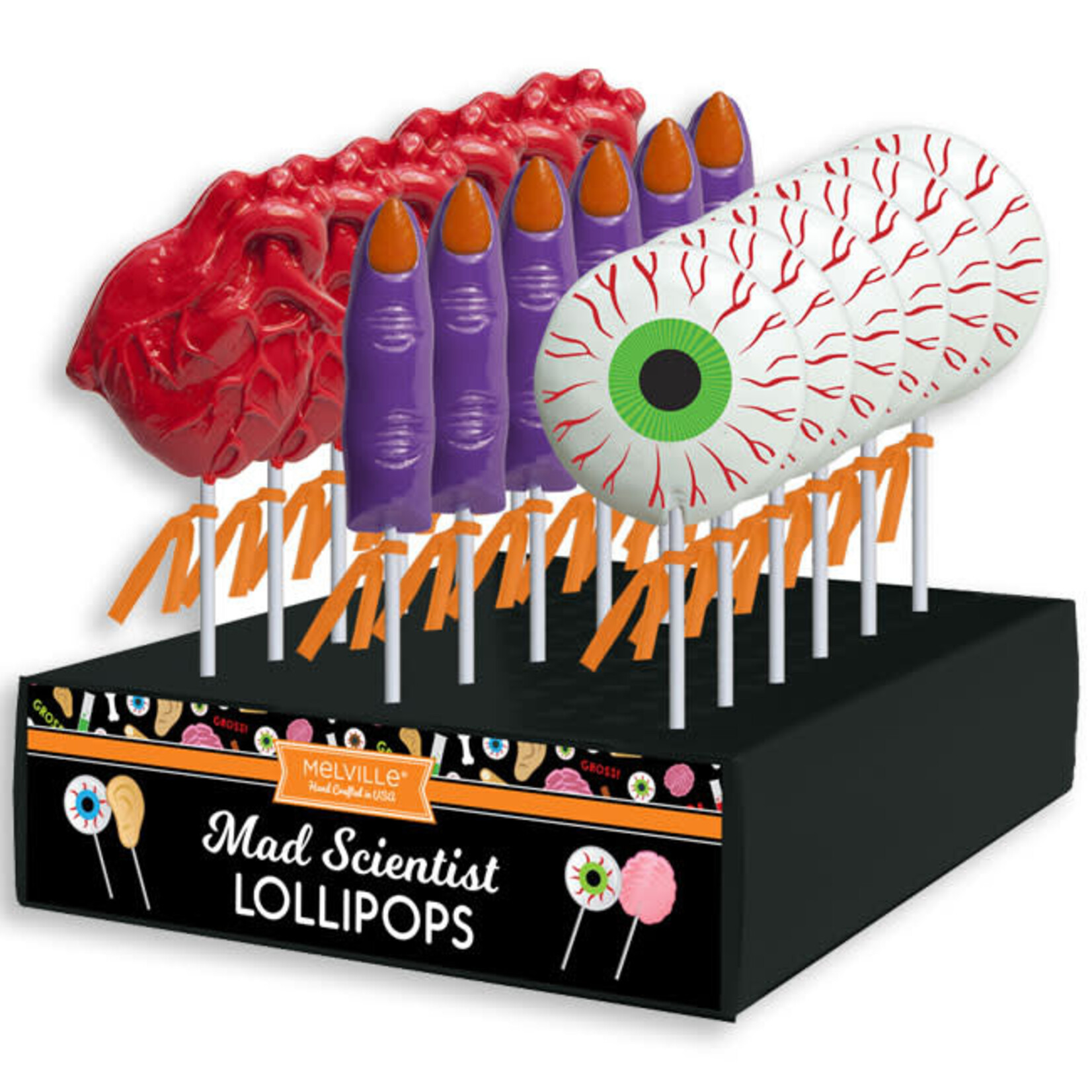MELVILLE BODY PARTS ASSORTED LOLLIPOPS-EYE, FINGER, HEART