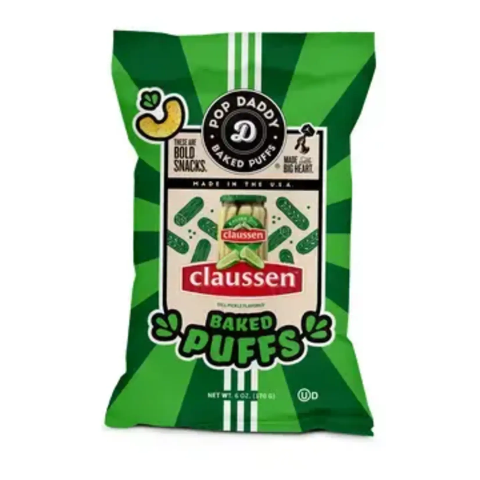 Pop Daddy Snacks Flavored Baked Puffs - 6oz - Claussen Dill Pickle