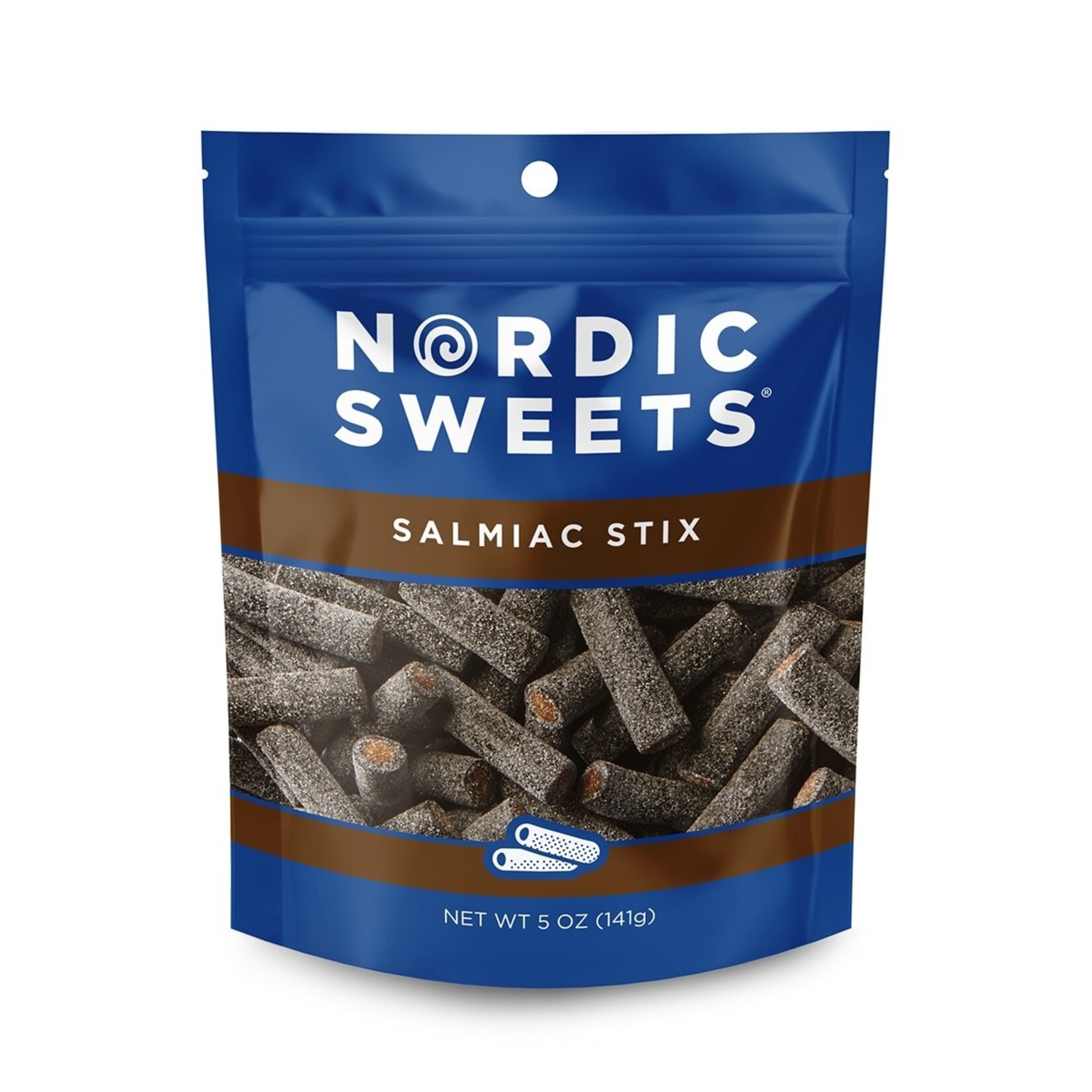 Nordic Sweets Salty Licorice Salmiac Heksehyl Stix Resealable Peggable Pouch