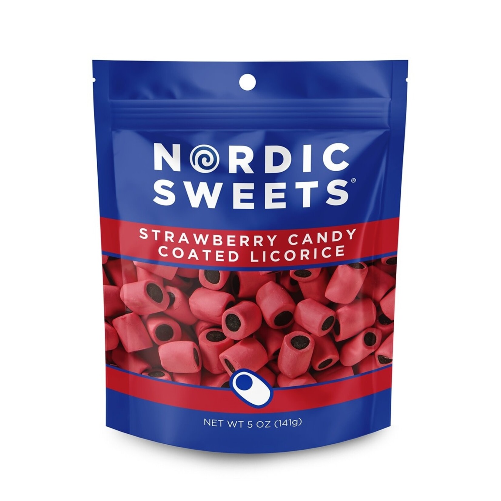 Nordic Sweets Strawberry Candy Coated Licorice Resealable Peggable Pouch