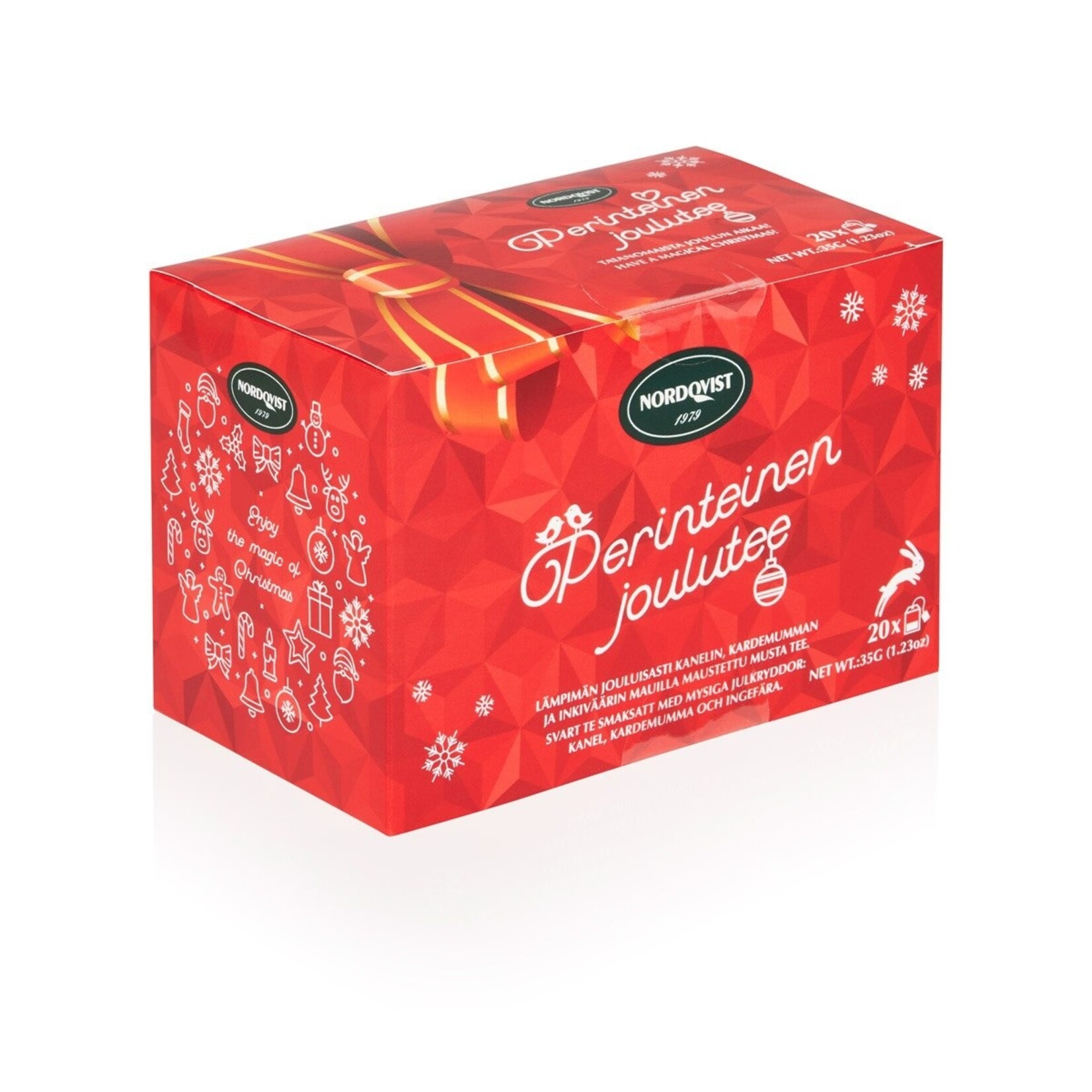 Nordqvist Traditional Christmas Cinnamon, Cardamom and Ginger Flavored Black Tea Bags 20/pc Box