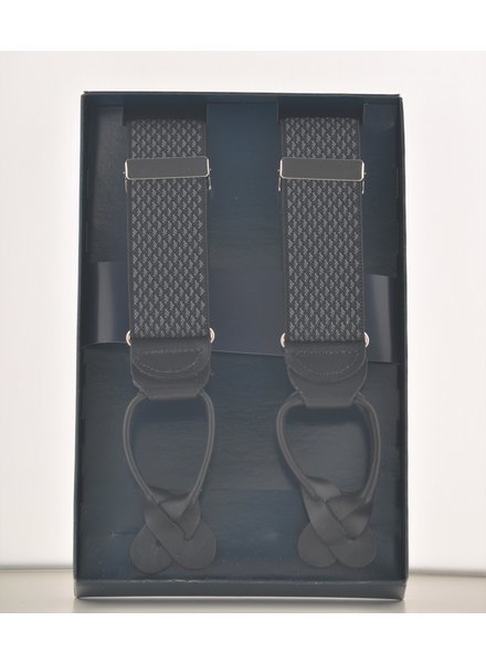 BENCHCRAFT Black Grey Leather Strap Suspenders