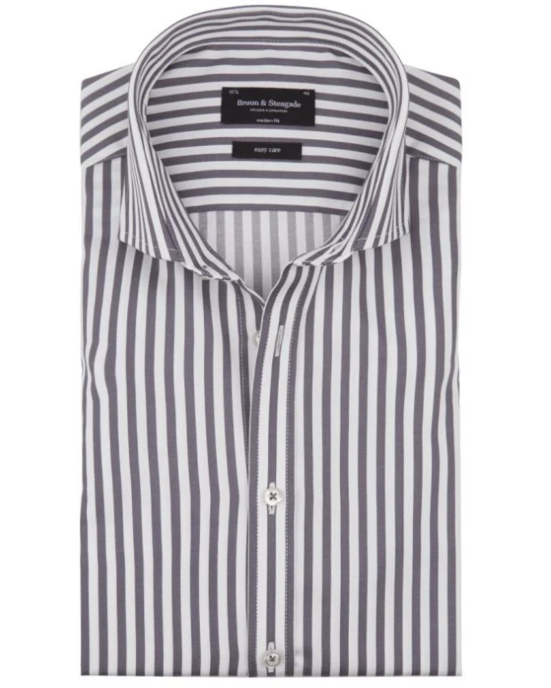 BRUUN & STENGADE Modern Fit Wide Striped Shirt