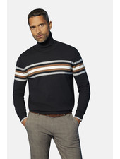BUGATTI Charcoal with Chest Stripe Turtleneck Sweater