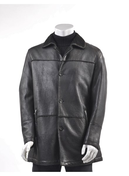 Black Faux Shearling Lined 3/4 Coat