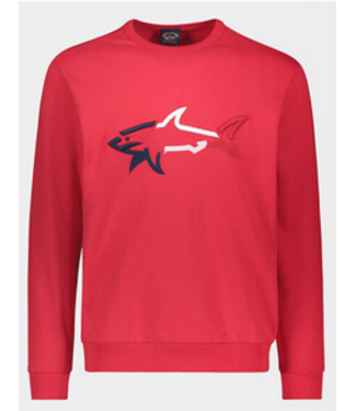 PAUL & SHARK Red Sweatshirt with 3D Embroidered Shark
