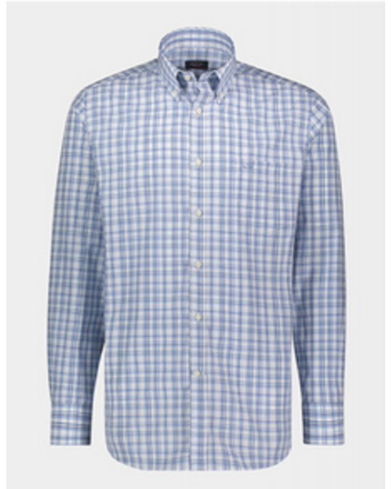 PAUL & SHARK Classic Fit Blue Plaid Shirt with Mask
