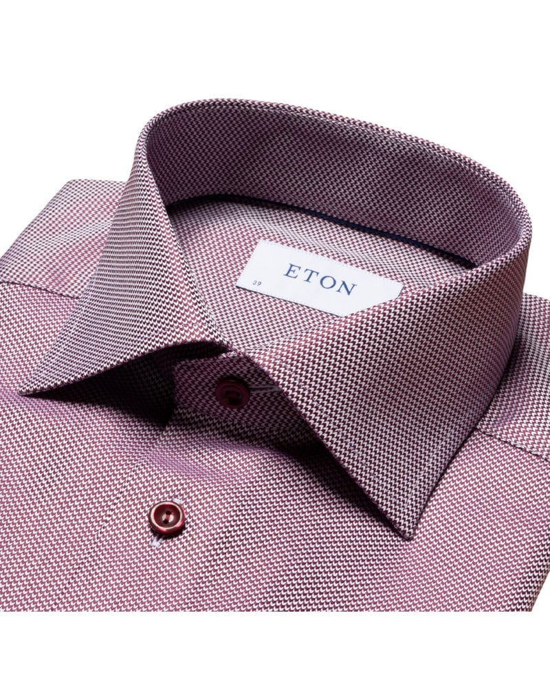 ETON Modern Fit Wine Twill Dress Shirt