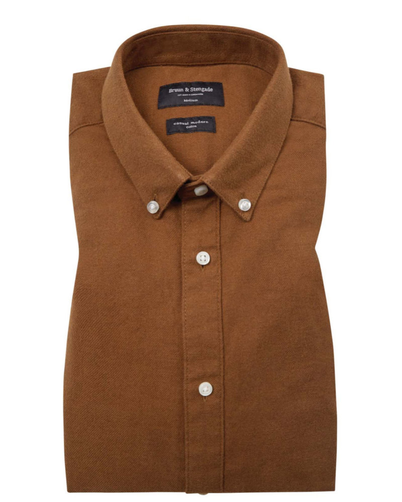 BRUUN & STENGADE Modern Fit Plain Flannel Shirt