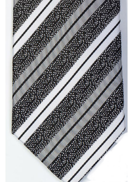 MONTEBELLO Black & Grey Stripe Silk Tie