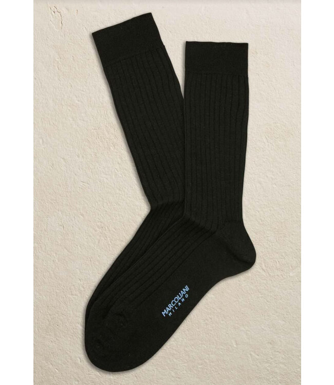Merino Ribbed Black Socks