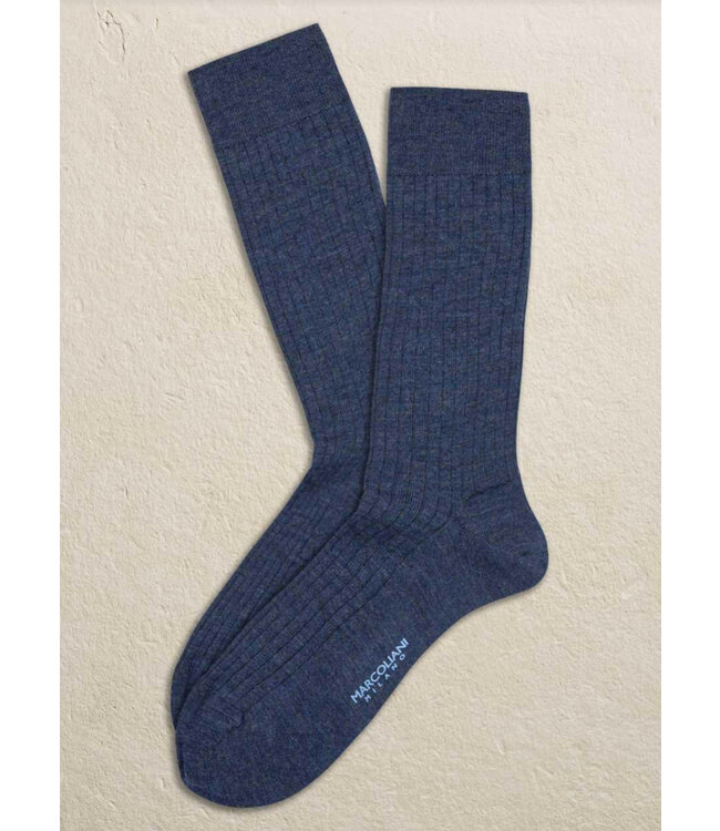 Merino Ribbed Indigo Socks