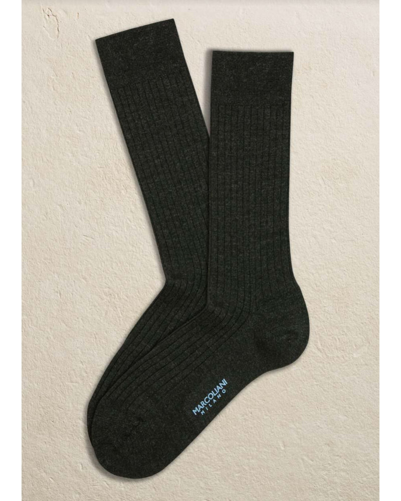 MARCOLIANI Merino Ribbed Charcoal Socks