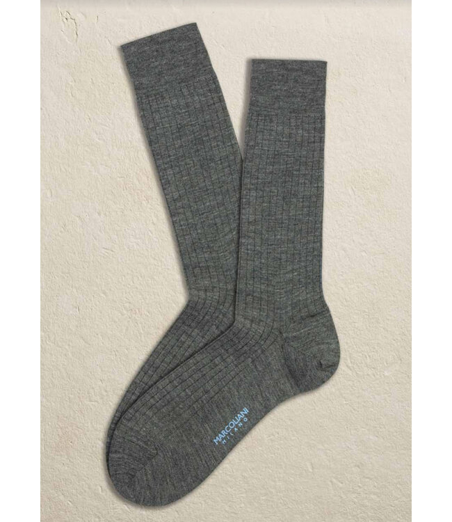 Merino Ribbed Grey Socks