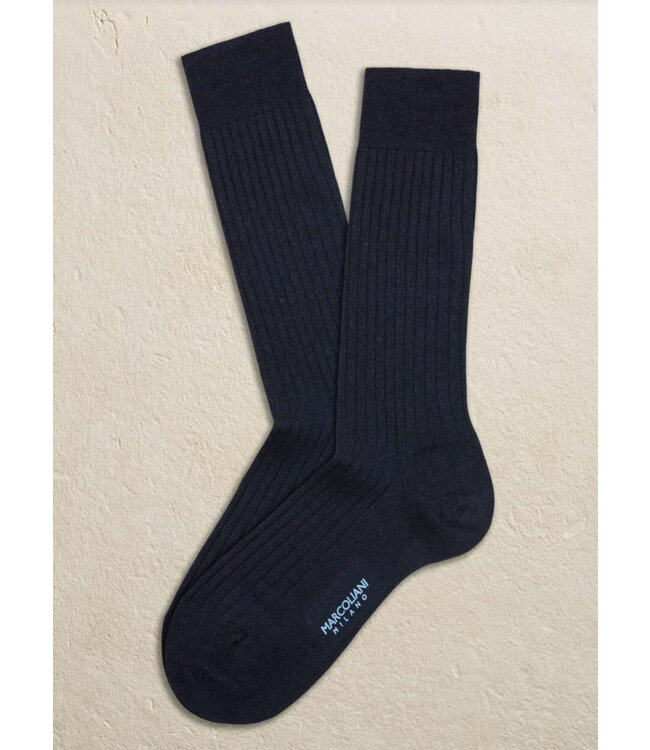 Merino Ribbed Navy Socks
