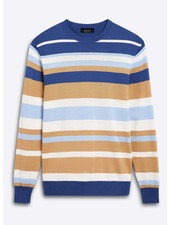 BUGATCHI Blue and Tan Striped Sweater