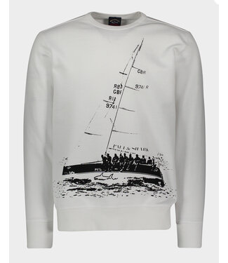 PAUL & SHARK White Sailing Print Sweatshirt