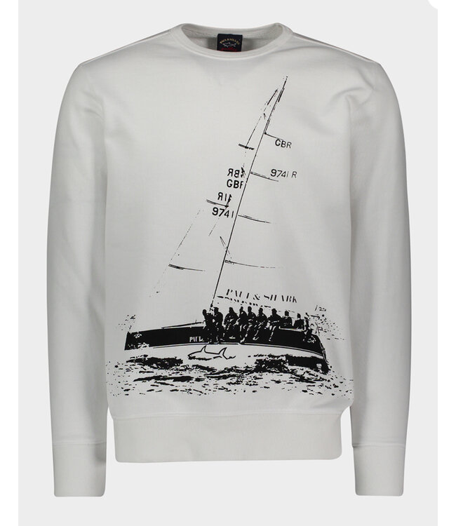 White Sailing Print Sweatshirt