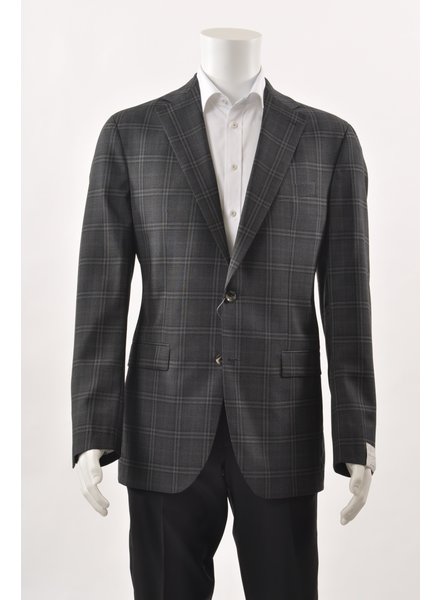 JACK VICTOR Modern Fit Charcoal Check 1/2 Lined Sport Coat
