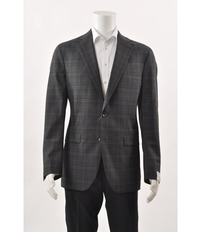 Modern Fit Charcoal Check 1/2 Lined Sport Coat