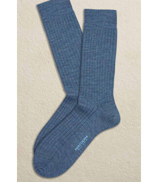 MARCOLIANI Merino Ribbed Denim Blue Socks