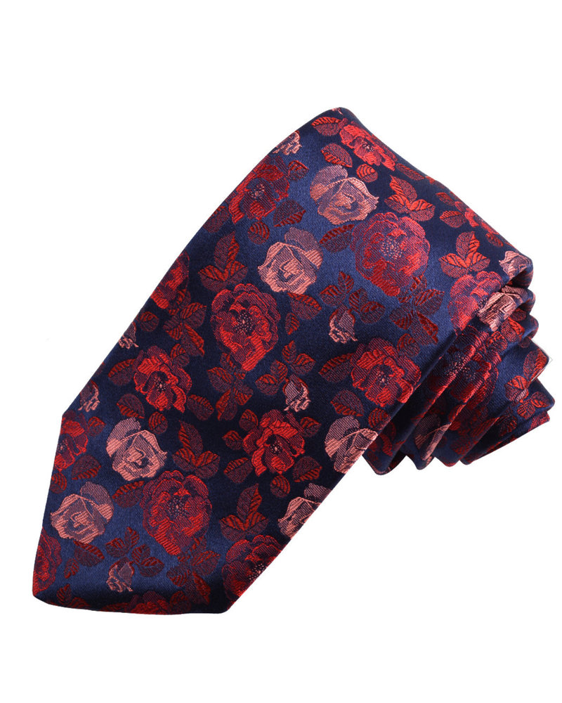 DION Navy with Red Rose Silk Tie