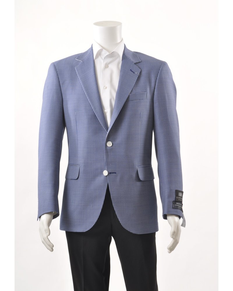 COPPLEY Classic Fit  Light Blue Houndstooth Sport Coat
