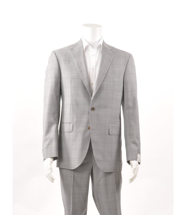 Modern Fit Grey Burgundy  Glen Check Suit