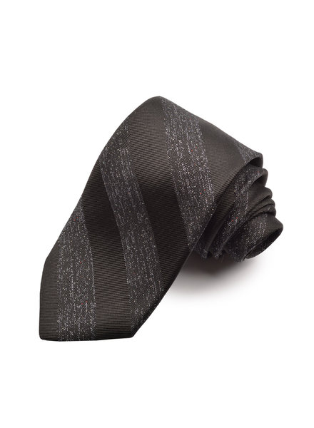DION Black Grey Striped Silk Tie