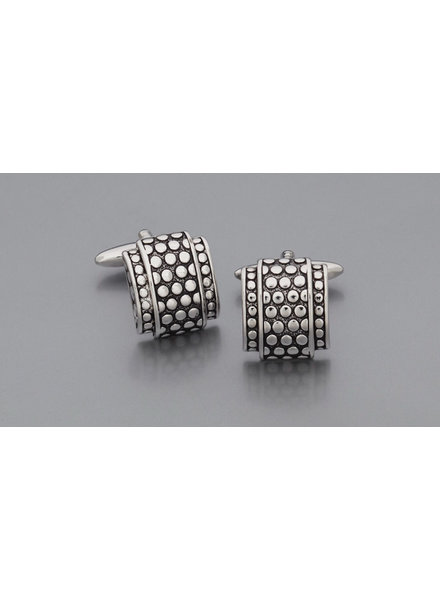 WEBER Silver Rectangle Patterned Cuff Links