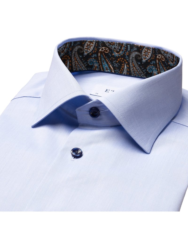 ETON Slim Fit Blue with Navy Buttons Dress Shirt