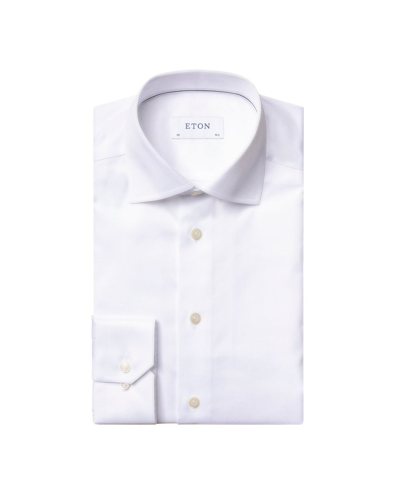 ETON Slim Fit White Twill Dress Shirt