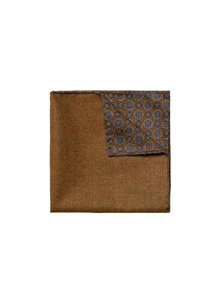 ETON Tan Reversible Wool Pocket Square