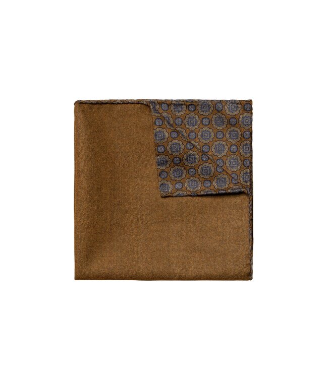 Tan Reversible Wool Pocket Square