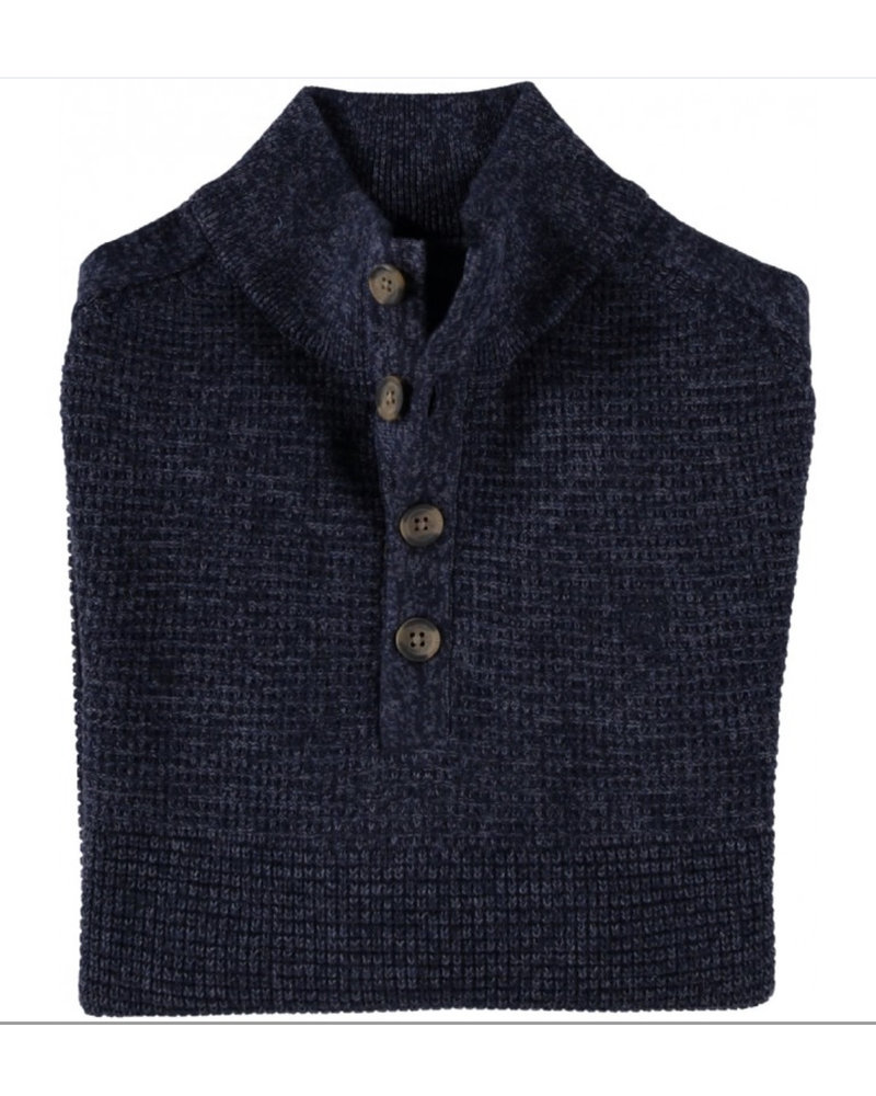FELLOWS UNITED Denim Blue Button Neck Sweater
