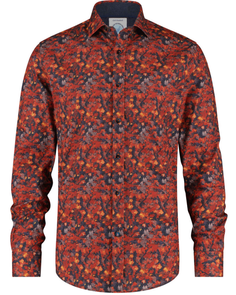 A FISH NAMED FRED Slim Fit Red Bright Leaf Shirt