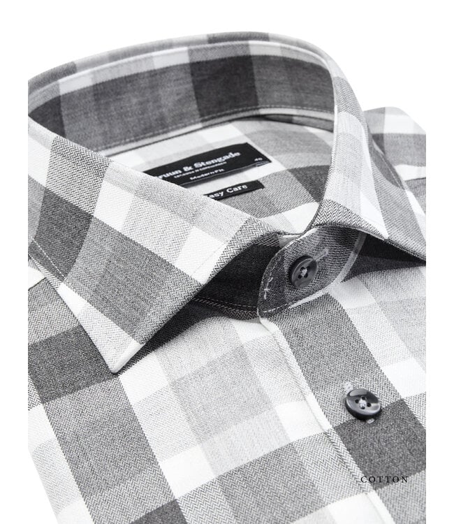 Modern Fit Grey Plaid Shirt