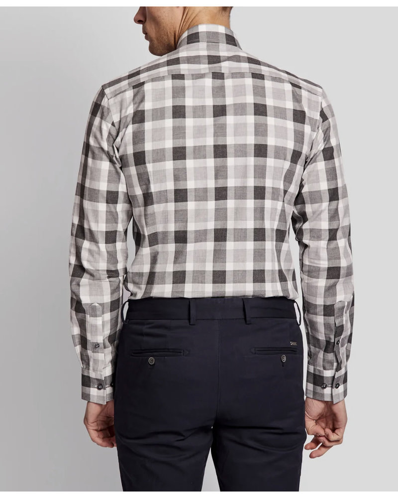 BRUUN & STENGADE Modern Fit Grey Plaid Shirt