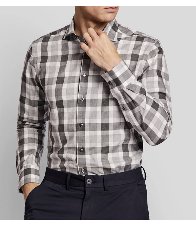 Modern Fit Grey Plaid Shirt