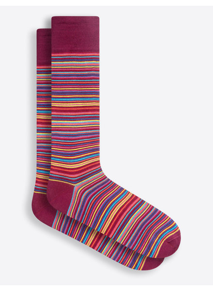 BUGATCHI Plum Multi Stripe Cotton Socks