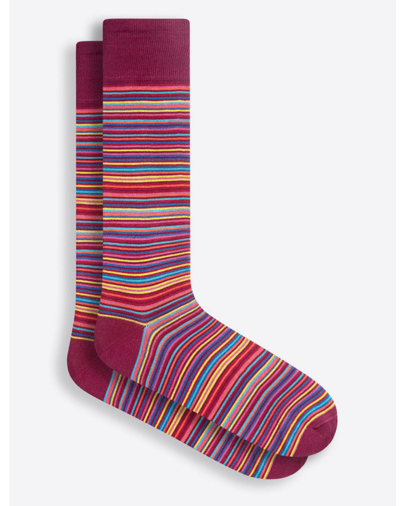 BUGATCHI Plum Multi Stripe Cotton Socks