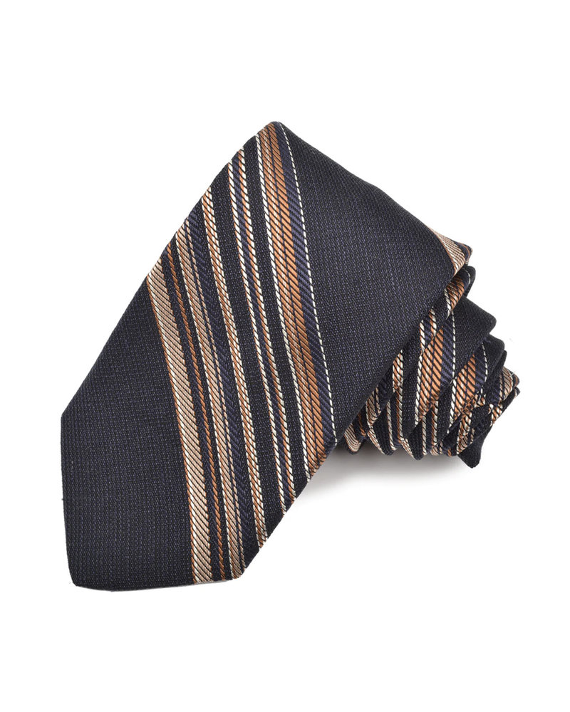 DION Navy Tan Striped Tie