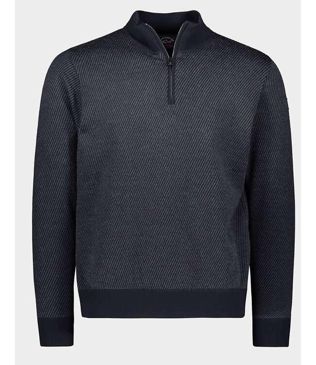 Navy Grey Diagonal Striped Sweater